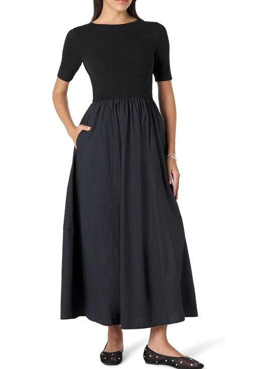 The Drop Dresses & Skirts - Amazon The Drop Black Midi Dress, Short Sleeves, NEW